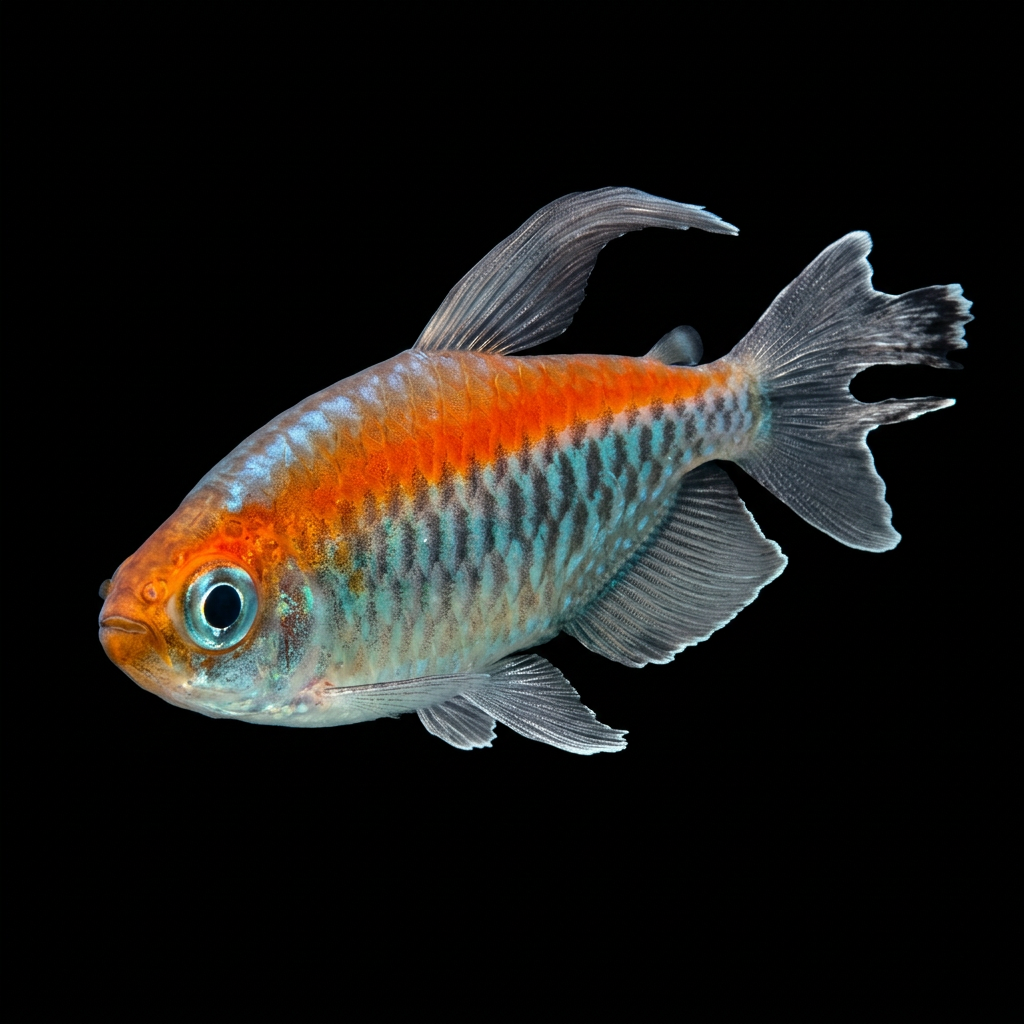 Adult male Congo tetra toward camera