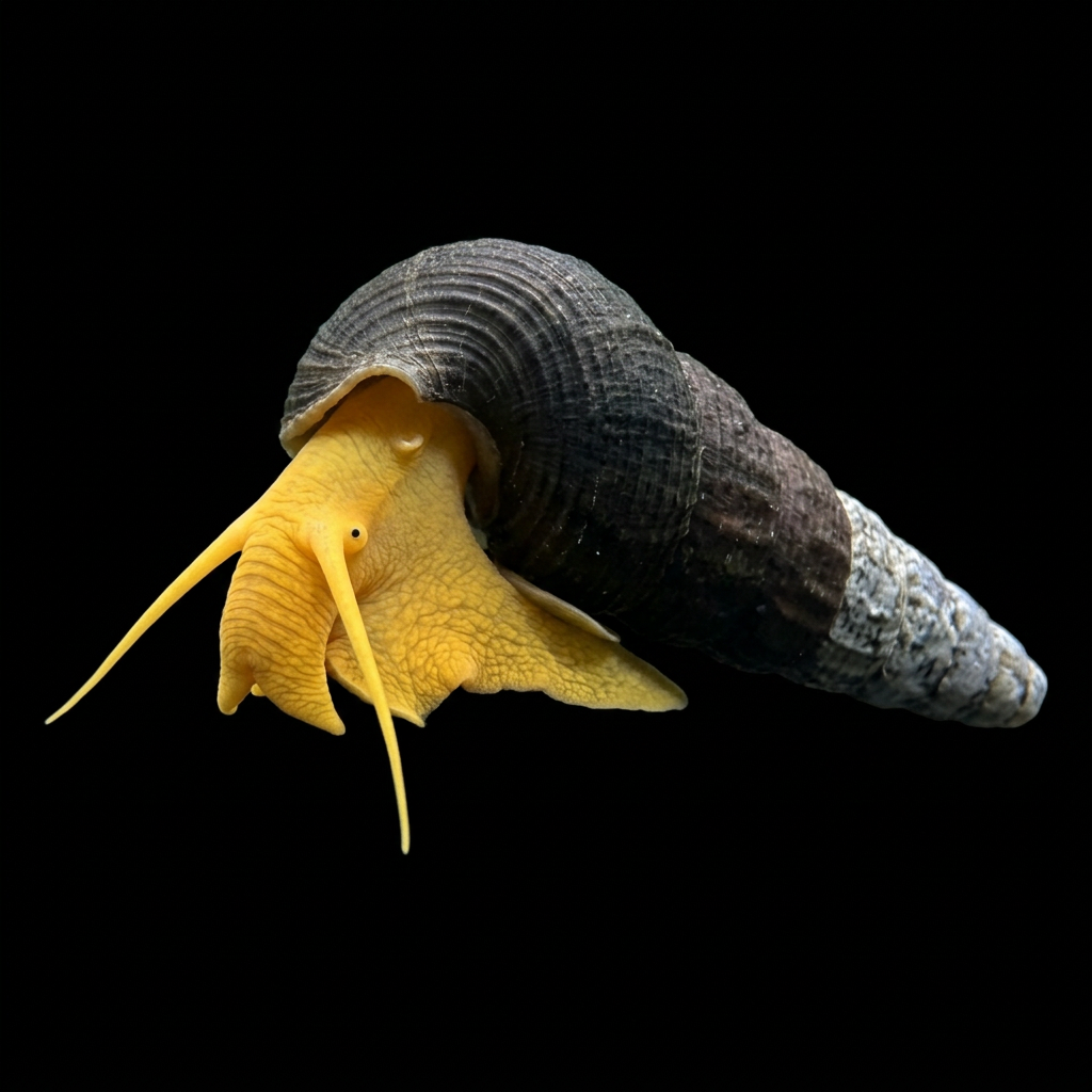 Golden Yellow Rabbit Snail isolated from the in-tank source