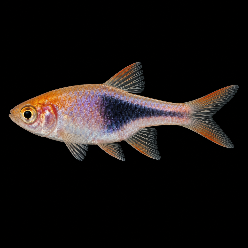 Harlequin rasbora with silvery-pink coloring