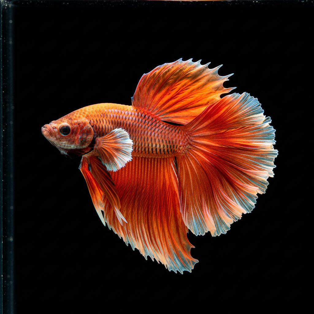 Betta Fish - Orange and red display pose