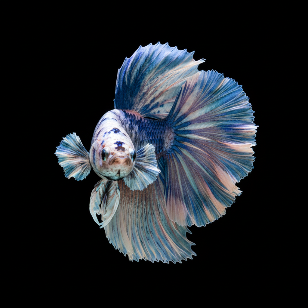 Betta Fish - White and blue double tail