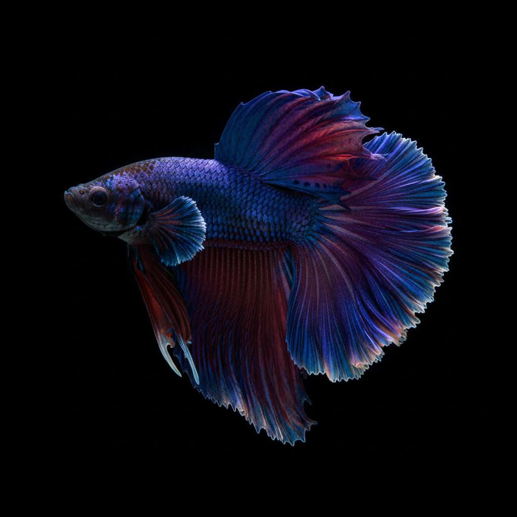 Betta Fish - Blue and purple iridescent, fully submerged