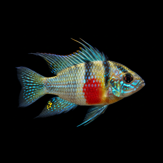 German Blue Ram - Black background side profile