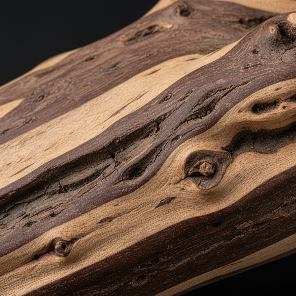 Mopani Wood - Macro close-up two-toned grain texture