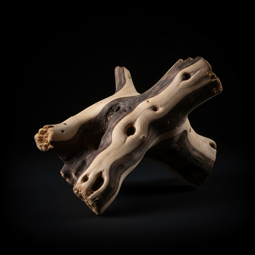 Mopani Wood - Black background dramatic side lighting