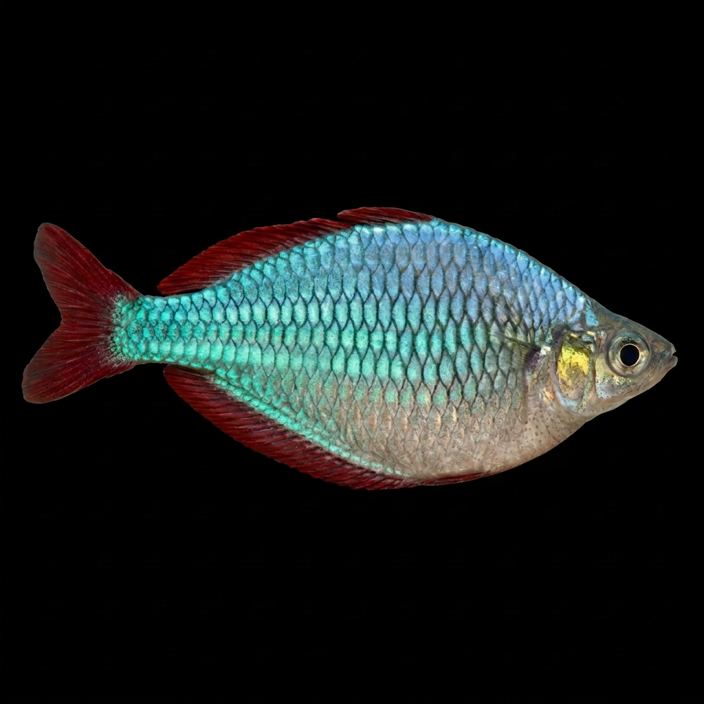 Slightly slimmer downward-facing rainbowfish with joined lower fin