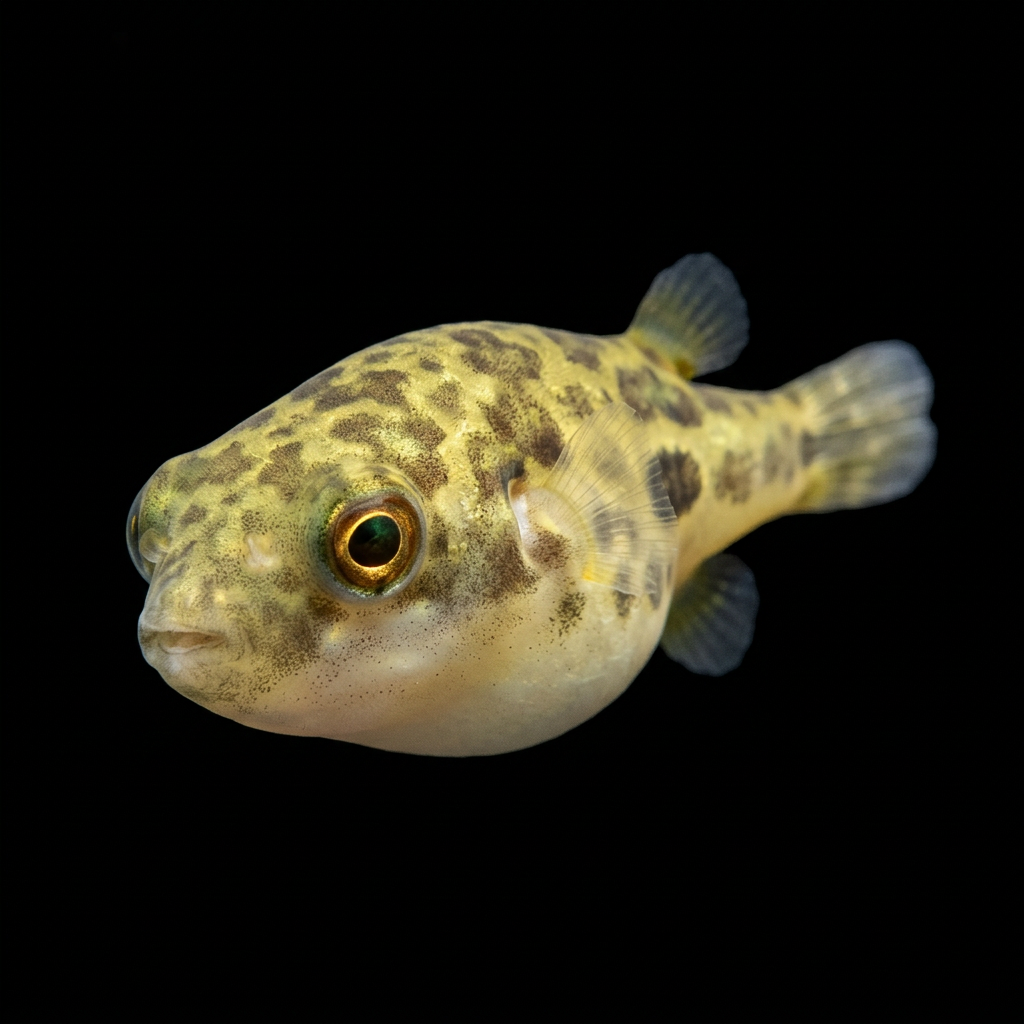 Yellow-olive female pea puffer