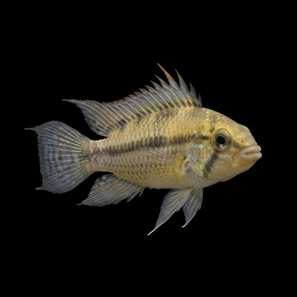 Young male Apistogramma hovering